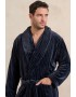 Rafael A5512 Ανδρική Ρόμπα Μακριά Σταυρωτή  Fleece, Μπλέ Σκούρο